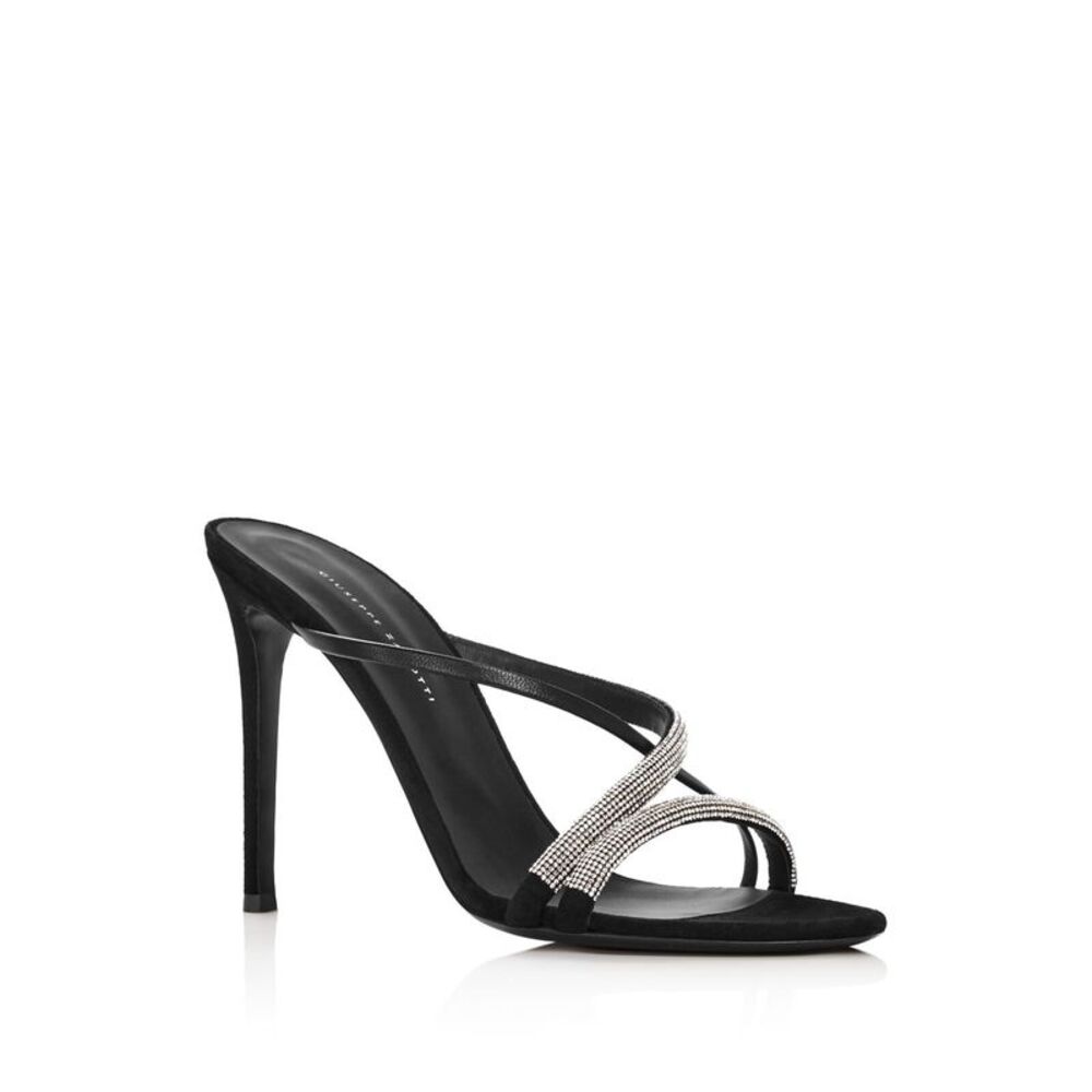 GIUSEPPE ZANOTTI Womens Black Kanda Stiletto Slip On Leather Sandals 36.5
